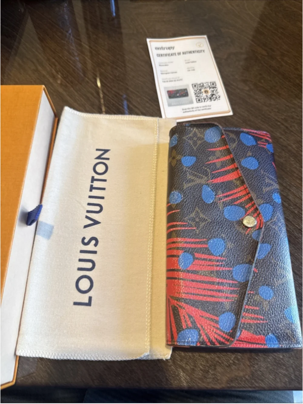 Louis Vuitton Monogram Jungle Zippy Wallet Red Blue Limited Edition